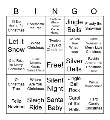 Christmas Music Bingo Card