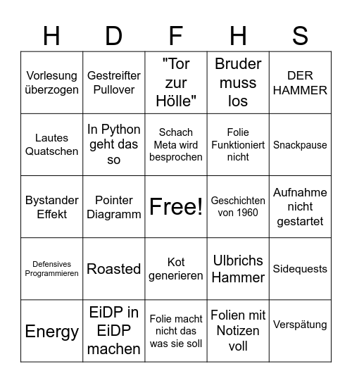 EiDP Bingo Card