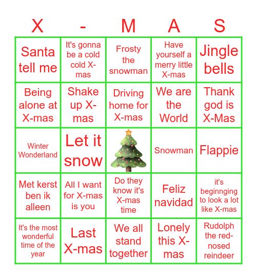 Merry X-Mas HO HO HO Bingo Card
