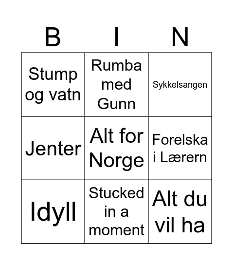 Militær/Stormberg Bingo Card
