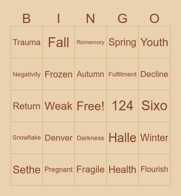 Beloved Bingo Card