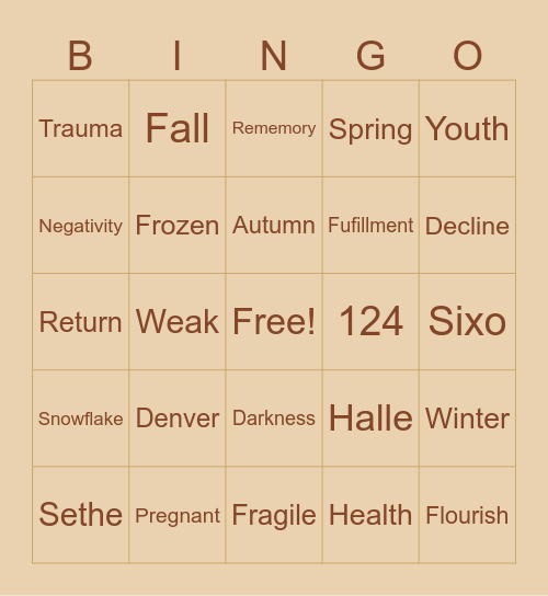 Beloved Bingo Card