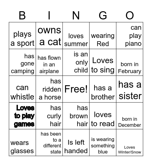 St. Paul BINGO-Have the Person SIGN their Name on the square that matches them Bingo Card