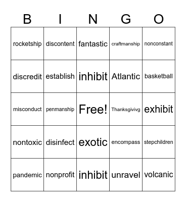 3.4 Bingo Card