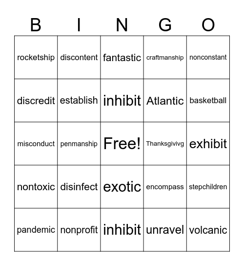 3.4 Bingo Card