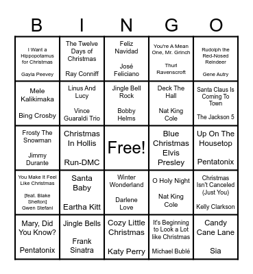 Christmas Singo Bingo Card