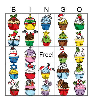 Winter Cupcakes Bingo Card