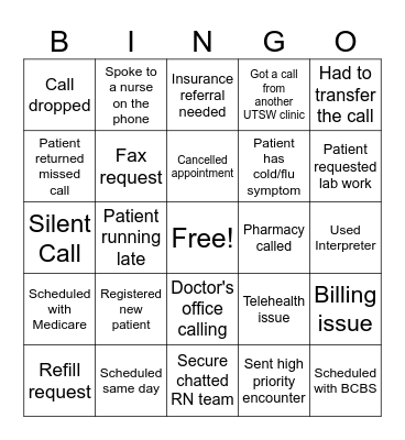 Primary Care Bingo Card