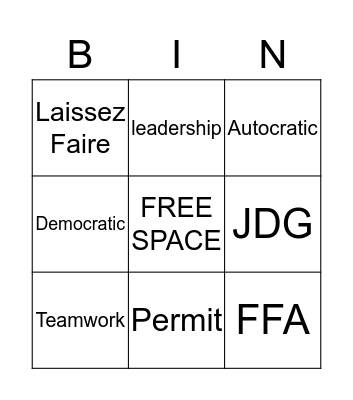 Leadership Bingo Card