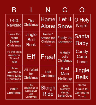 Christmas & Holiday Bingo Card