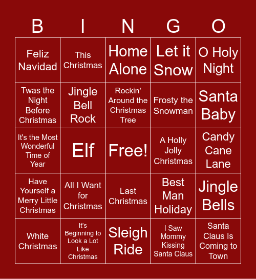 Christmas & Holiday Bingo Card