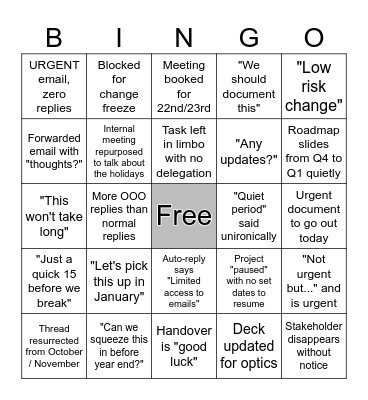 Christmas Bingo Card