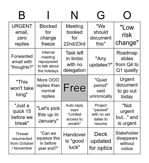 Christmas Bingo Card
