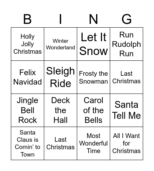 Christmas Bingo Card