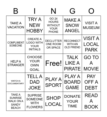 2026 GOALS BINGO Card