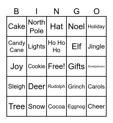 Christmas Bingo Card
