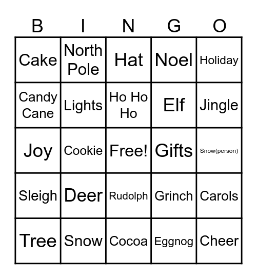 Christmas Bingo Card