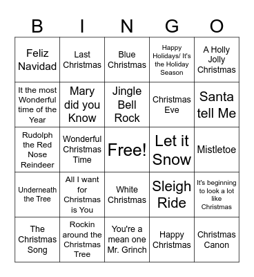 Christmas game 1 Bingo Card
