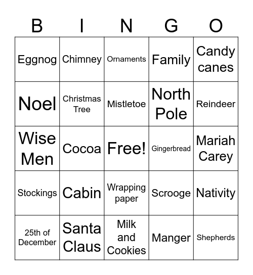 Christmas Bingo Card