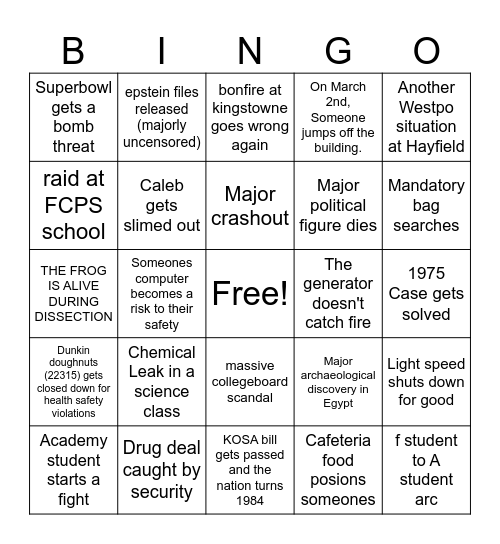 2026 Bingo Card