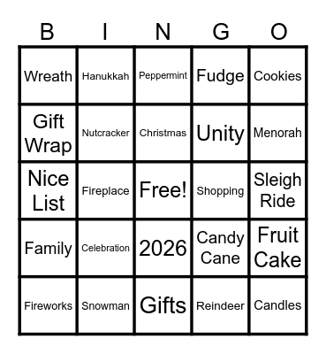 Holiday BINGO Card