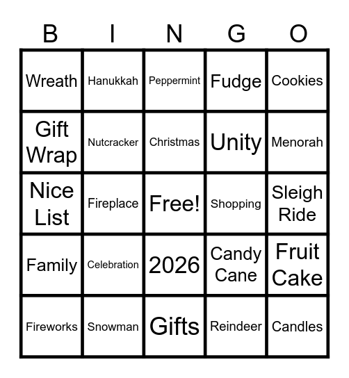 Holiday BINGO Card