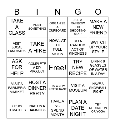 2026 GOALS BINGO Card