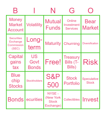 Investing Bingo Card