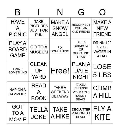 2026 GOALS BINGO Card