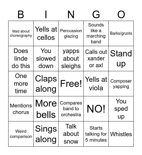 Youngman bingo Card