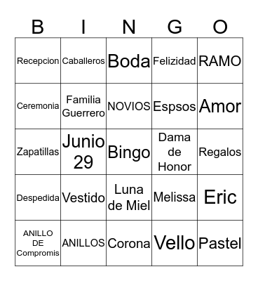 Despedida de Melissa Bingo Card