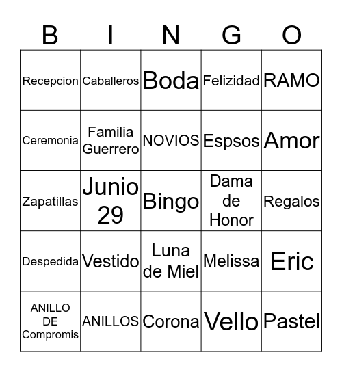 Despedida de Melissa Bingo Card