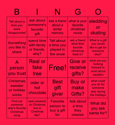 Social Skills Christmas Bingo Card