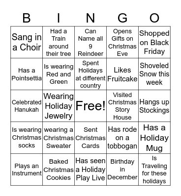COMPEER Holiday Party Bingo Card