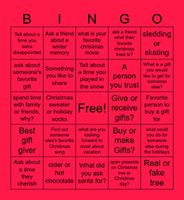 Social Skills Christmas Bingo Card