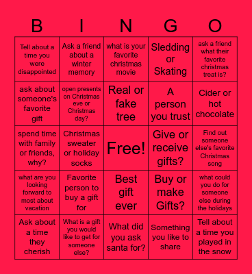 Social Skills Christmas Bingo Card