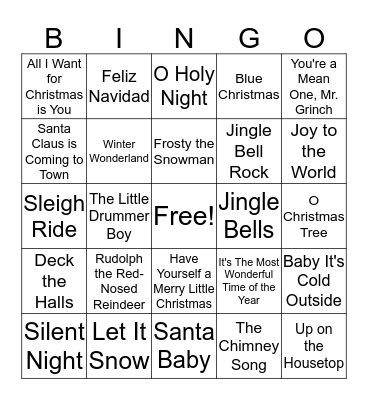 Name that Tune BINGO Card