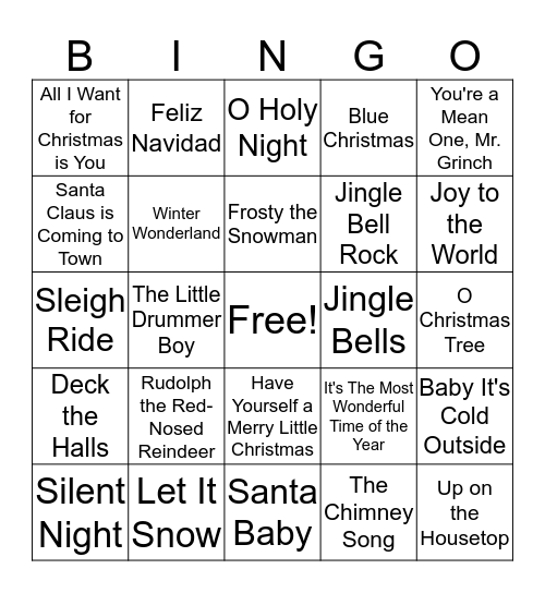 Name that Tune BINGO Card