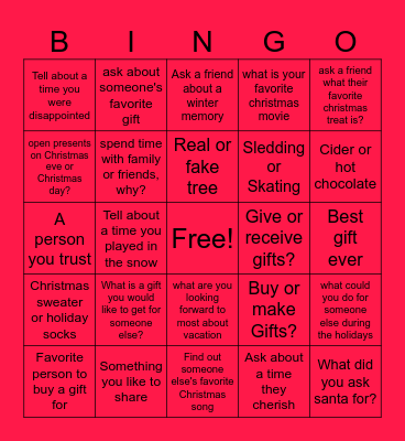 Social Skills Christmas Bingo Card