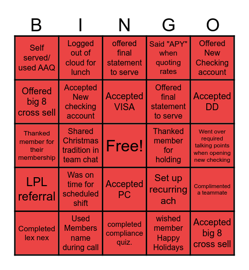 Tis the season! Bingo Card