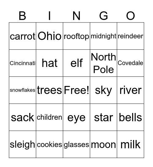 Holiday Bingo Card