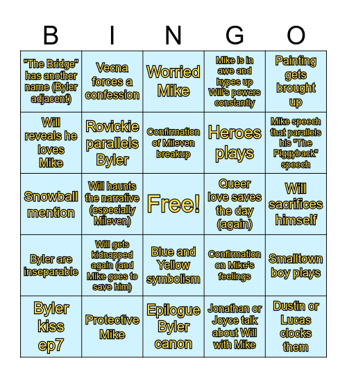 Byler vol 2 Bingo Card