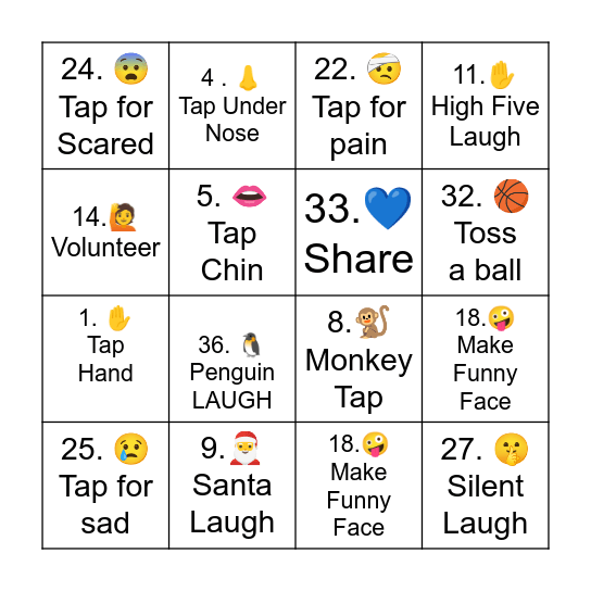 Laugh & Tap Club Bingo - 2 (with 36) Bingo Card