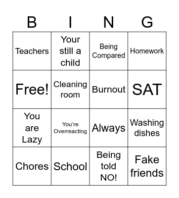 Triggers Bingo Card