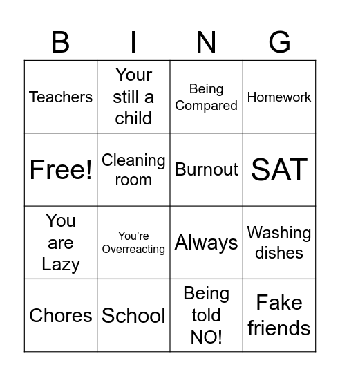 Triggers Bingo Card