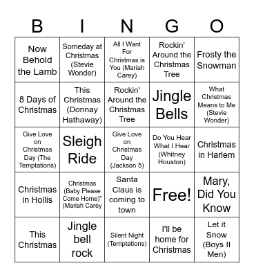 Black Christmas Bingo Card
