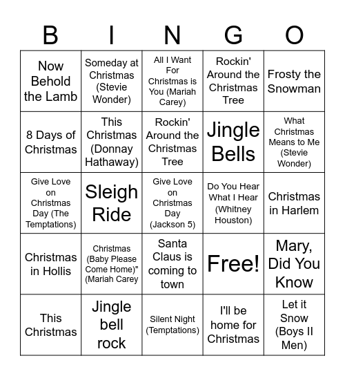 Black Christmas Bingo Card