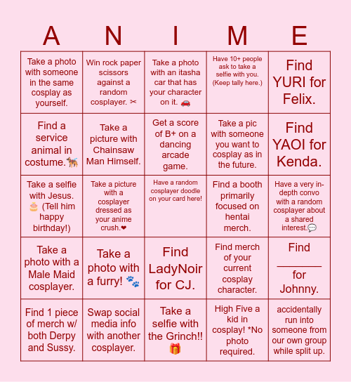 AWA 2025 BINGO 🎄 Bingo Card