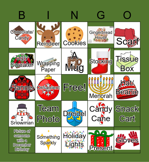 Holiday Scavenger Hunt Bingo Card