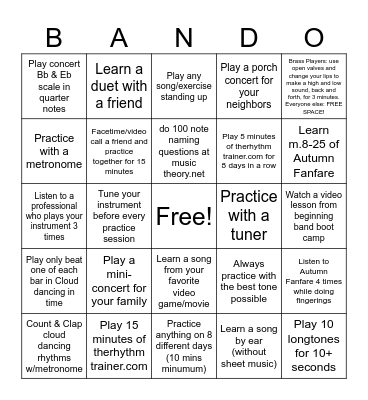 Spring Break BANDO! Bingo Card